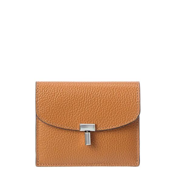 Toteme T-Lock Leather Card Case, Brown